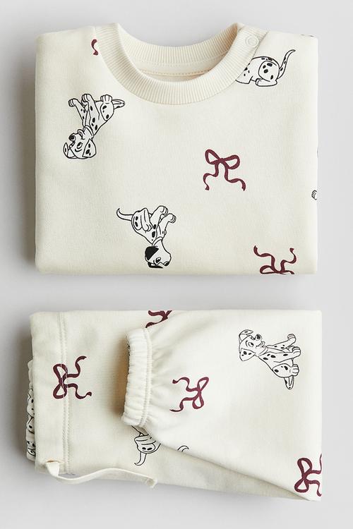 2 piece printed sweatshirt set - light beige 101 dalmatians
