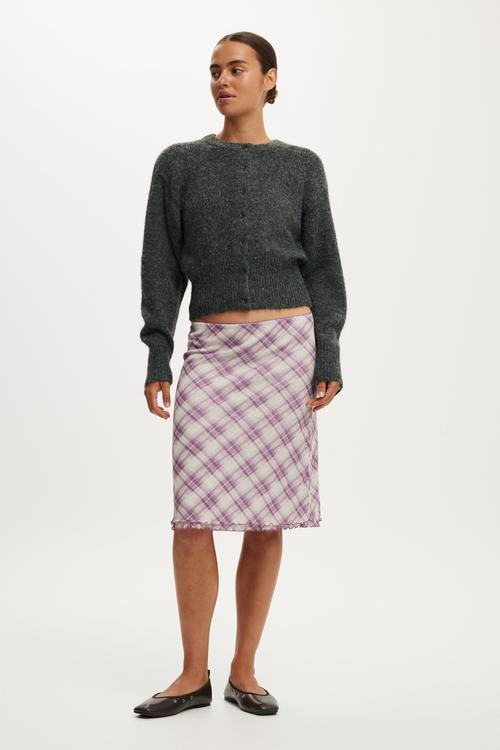 Luxe dreamy crew cardi - charcoal marle