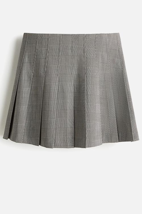 Pleated mini skirt - grey checked