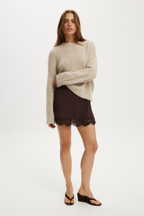 Luxe crew sweater - dreamy chai dust marle