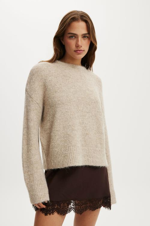 Luxe crew sweater - dreamy chai dust marle