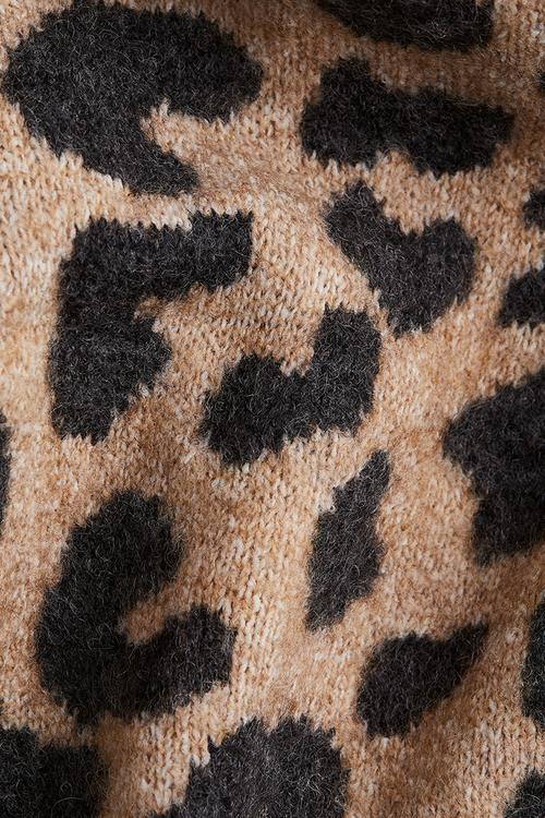 Patterned cardigan - beige/leopard print