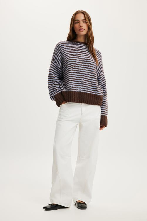 Luxe crew sweater - lofty iced marine oak stripe