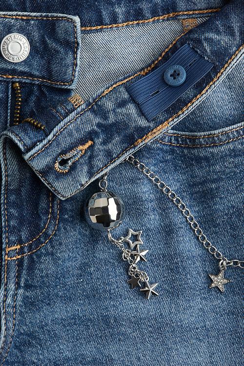 Baggy fit bootcut leg jeans - denim blue disco ball