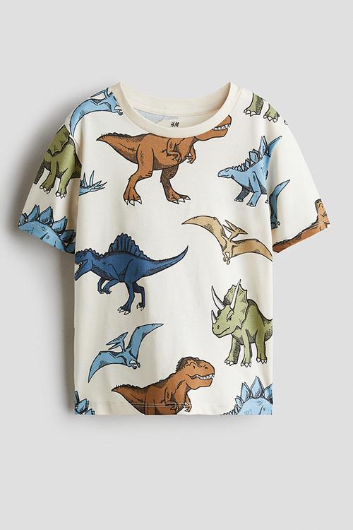 Printed t-shirt - light beige dinosaurs