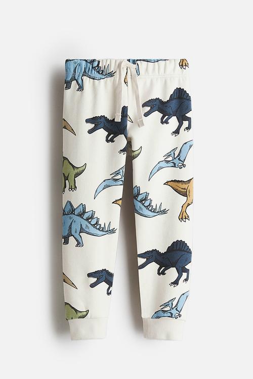 Printed joggers - white dinosaurs