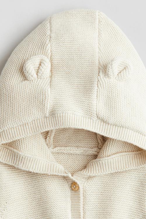 Cotton-knit romper suit - cream