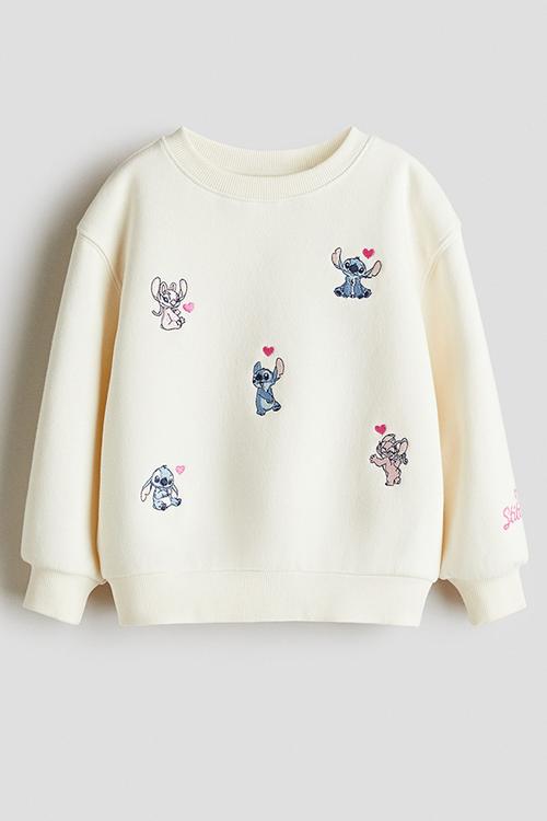 Motif-detail sweatshirt -  cream/lilo & stitch