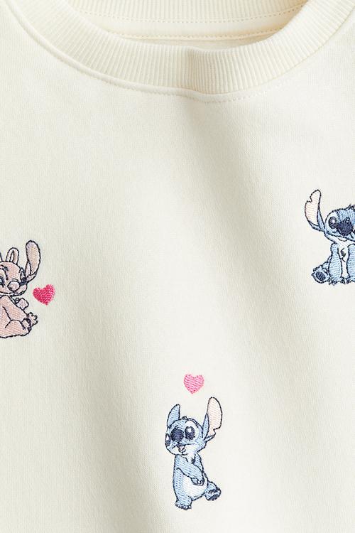 Motif-detail sweatshirt -  cream/lilo & stitch