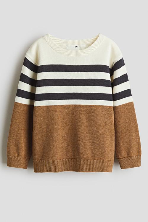 Cotton jumper - light brown striped