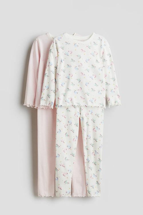 2-pack jersey pyjamas - light pink/unicorns