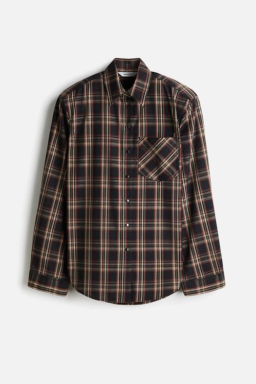Shoulder-pad shirt - black checked 