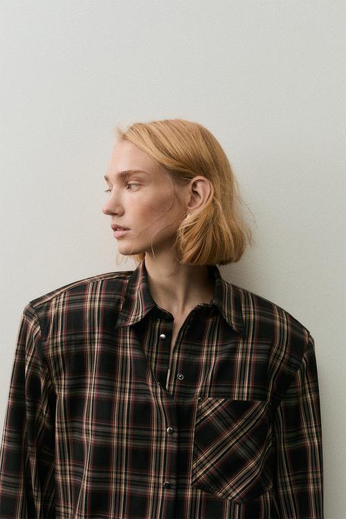 Shoulder-pad shirt - black checked 