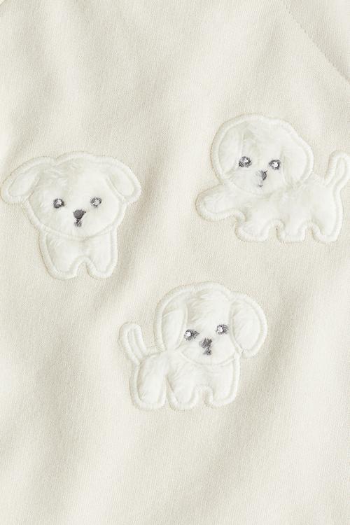 2-piece cotton set - cream/puppies 