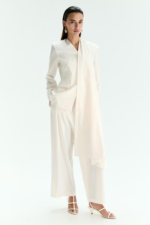 Wide wrapover trousers - white