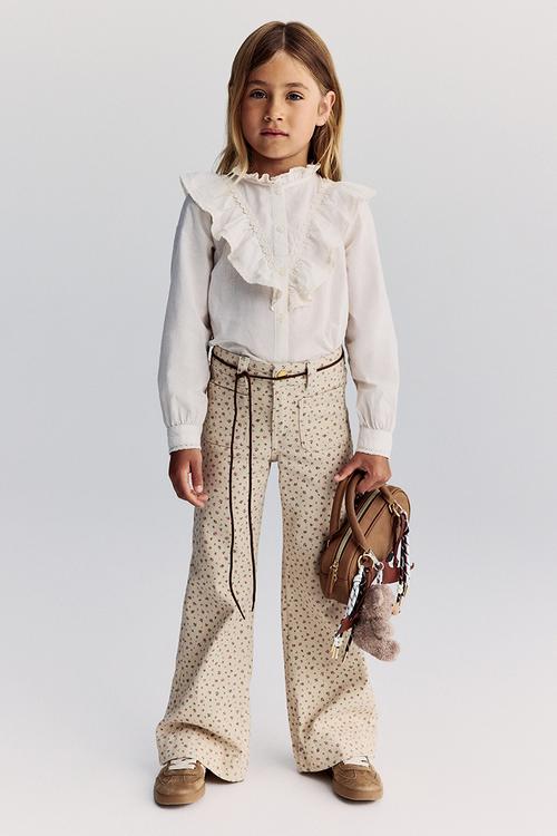 Flared leg jeans - light beige/floral