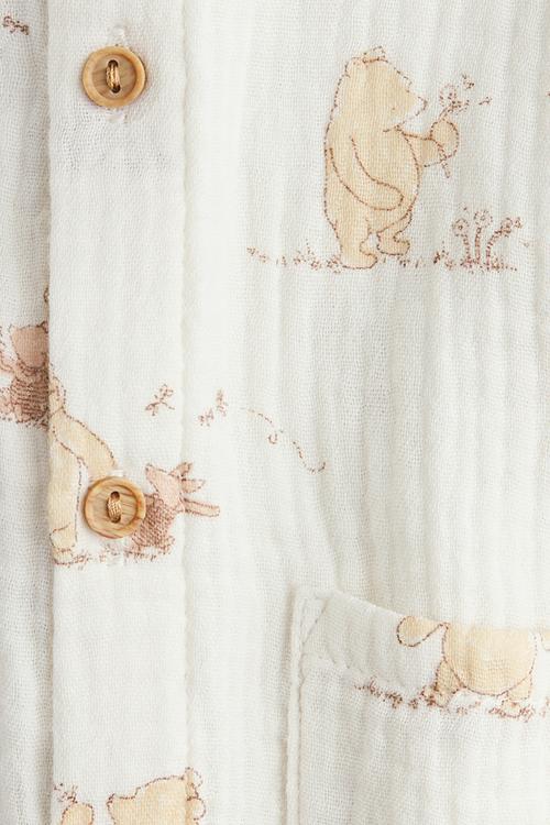 Printed cotton romper suit - white/winnie the pooh 