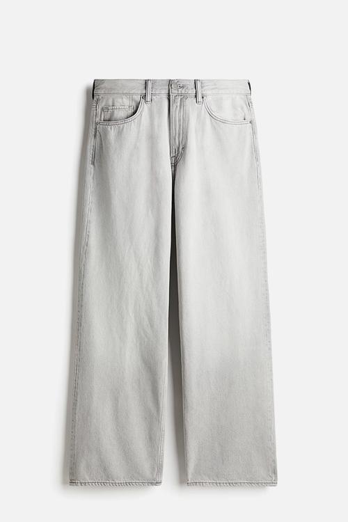 Loose straight high jeans - light denim grey