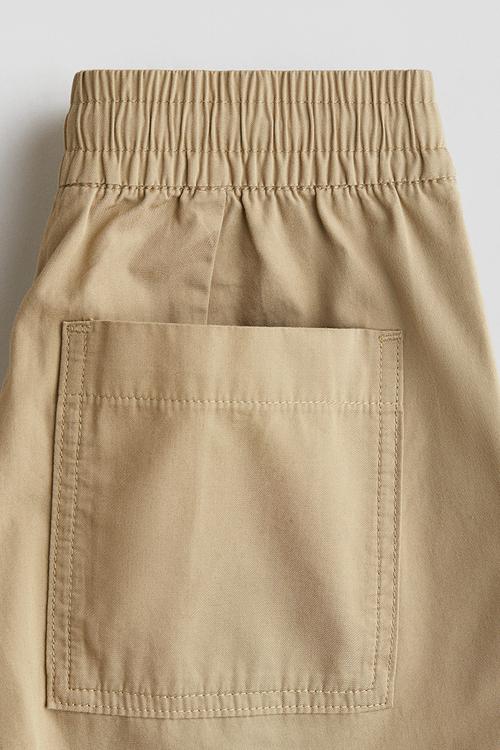 Cotton poplin shorts - beige