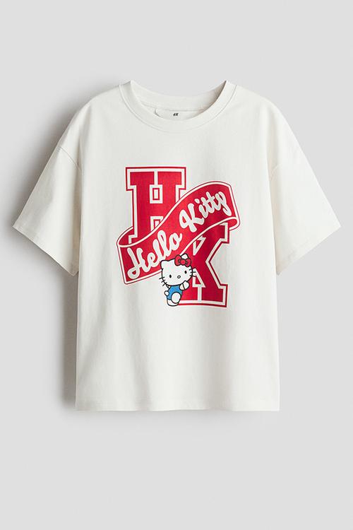 Printed cotton T-shirt - white/hello kitty 