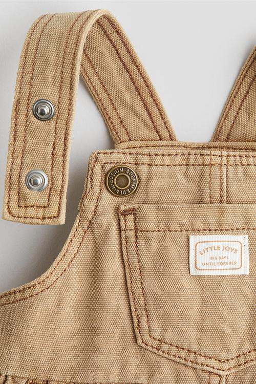 Cotton twill dungaree dress - beige
