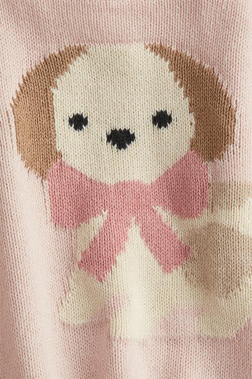 Jacquard-knit jumper - light pink dog