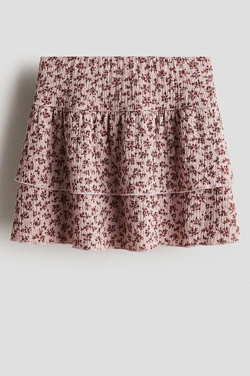 Crinkled jersey skirt - old rose floral