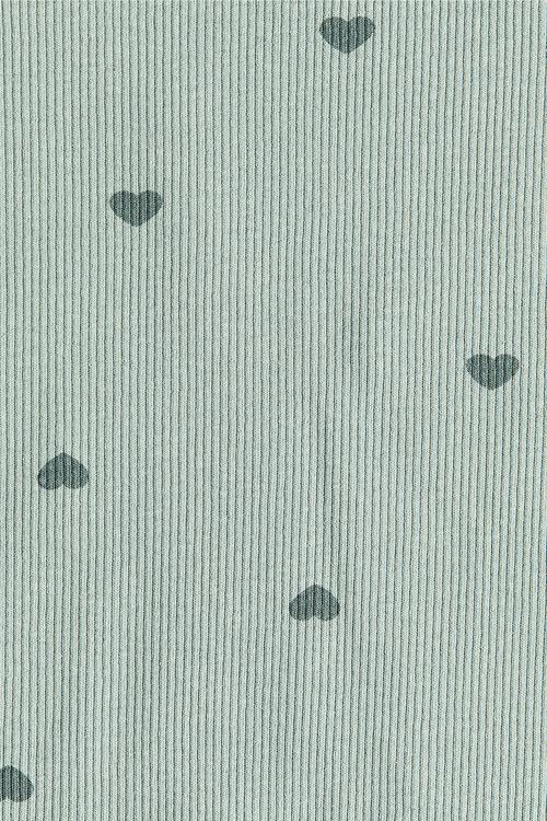 Overlock-detail cotton top - dusty green hearts
