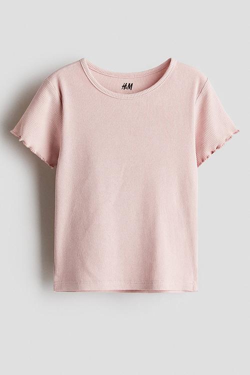 Overlock-detail cotton top - light pink