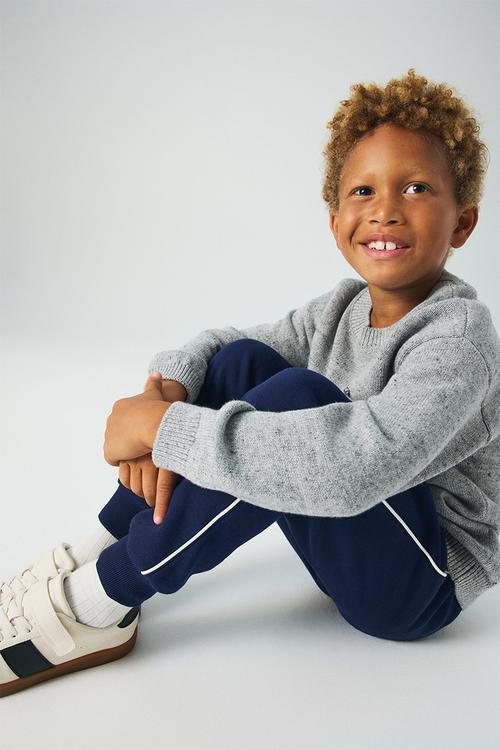 Printed joggers - navy blue striped