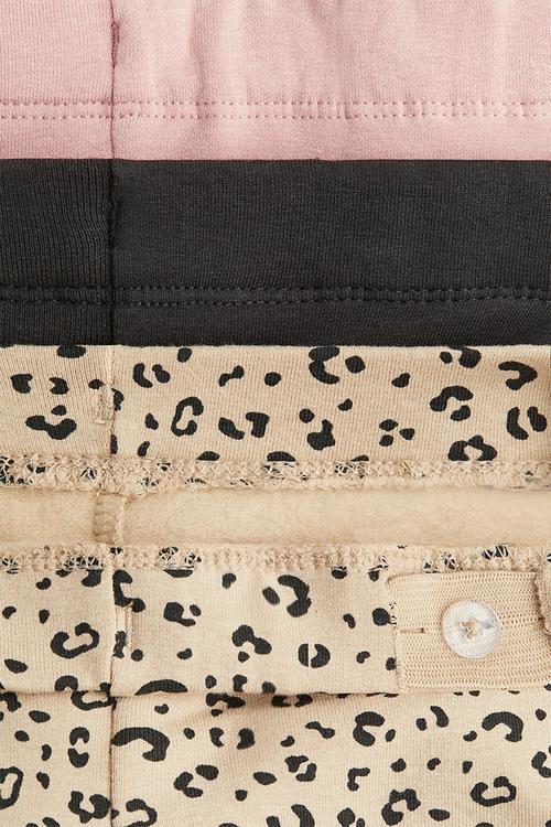 3-pack brushed-inside jersey leggings - pink/leopard print