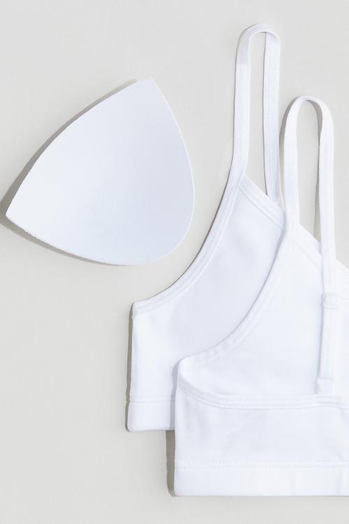 2-Pack padded crop tops - white