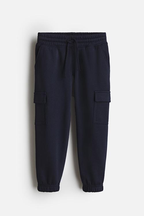 Brushed-inside cargo joggers - navy blue