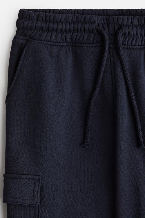 Brushed-inside cargo joggers - navy blue