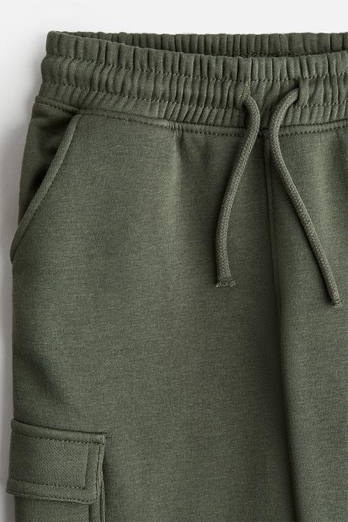 Brushed-inside cargo joggers - khaki green