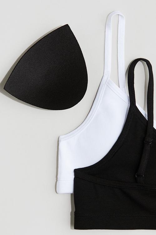 2-Pack padded crop tops - black/white