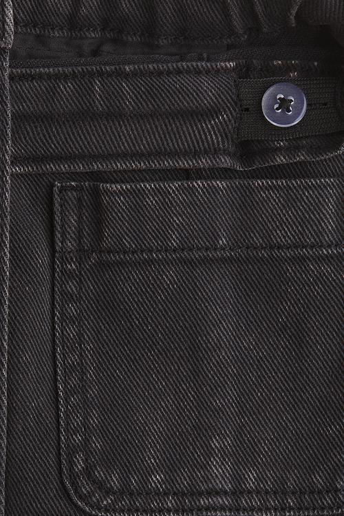 Cotton twill skirt - washed denim black