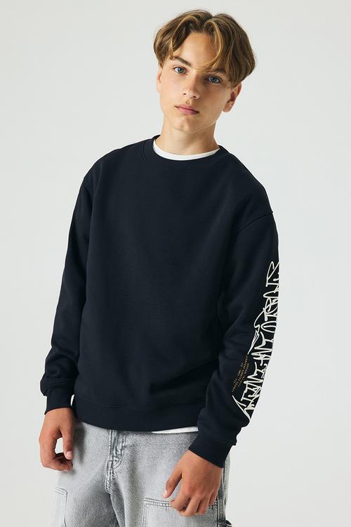 Print-motif sweatshirt - black good days