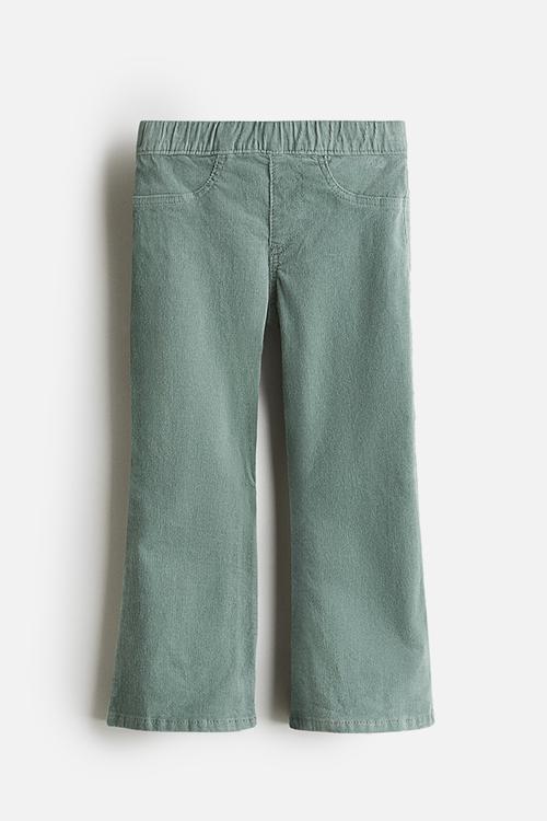 Flared corduroy treggings - dusty green