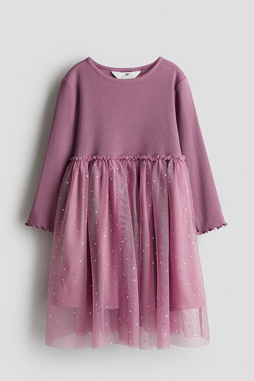 Tulle dress - dusty pink stars
