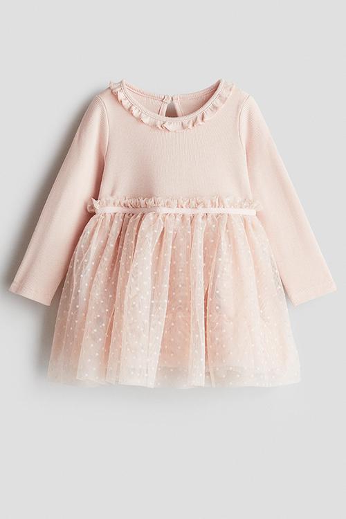Tulle-skirt dress - light pink
