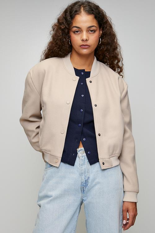 Ladies Bonded Bomber Jacket - Oatmeal