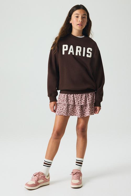 Motif-detail sweatshirt - dark brown/paris
