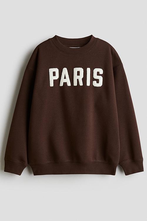 Motif-detail sweatshirt - dark brown/paris