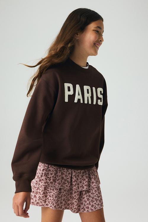Motif-detail sweatshirt - dark brown/paris