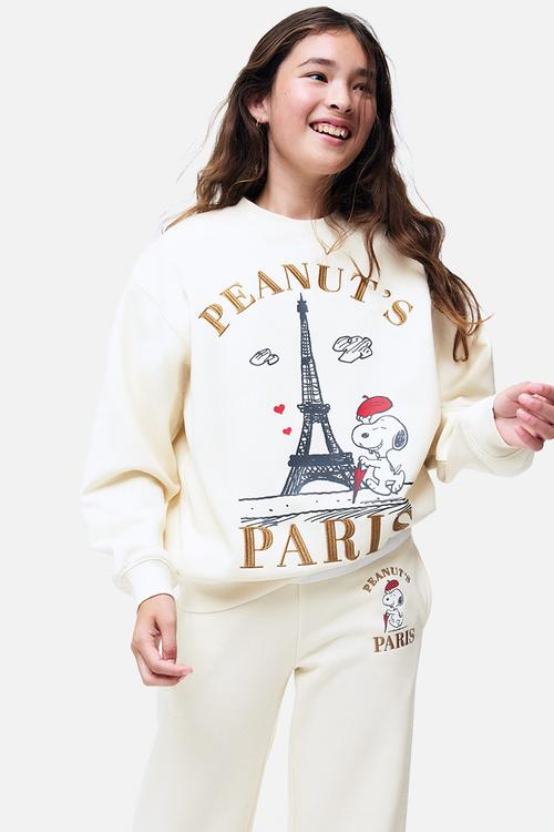Oversized print-motif sweatshirt - cream/snoopy