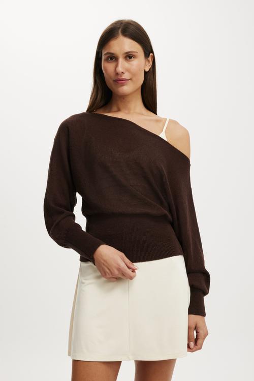 The breezy ls batwing knit - dark oak