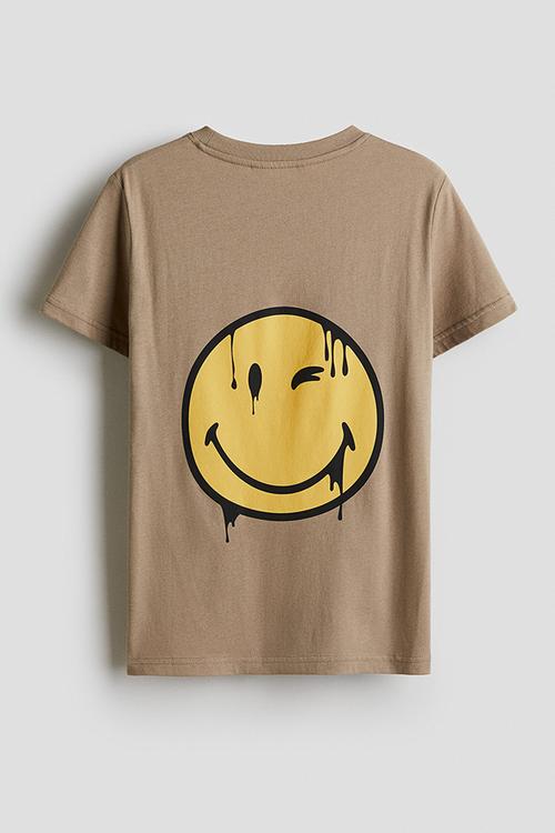Printed T-shirt - dark beige/smileyworld®