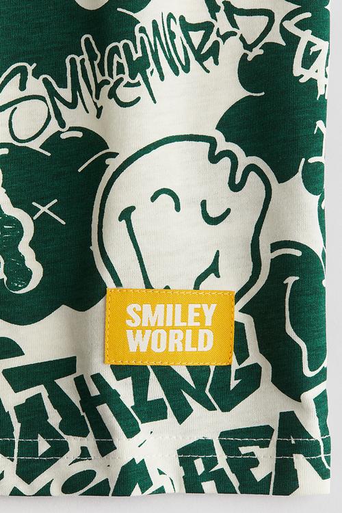 Printed T-shirt - dark green/smileyworld®