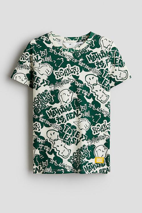 Printed T-shirt - dark green/smileyworld®